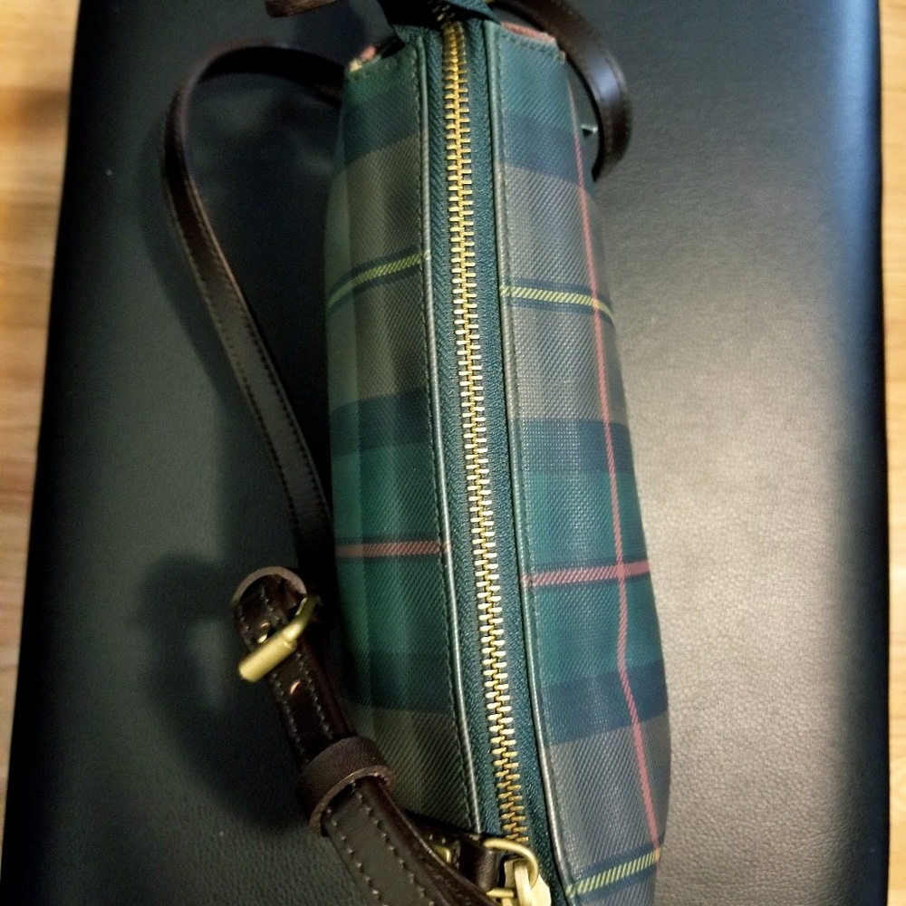 Ralph Lauren Plaid Canvas & Leather Shoulder Bag - Picture 2 of 4